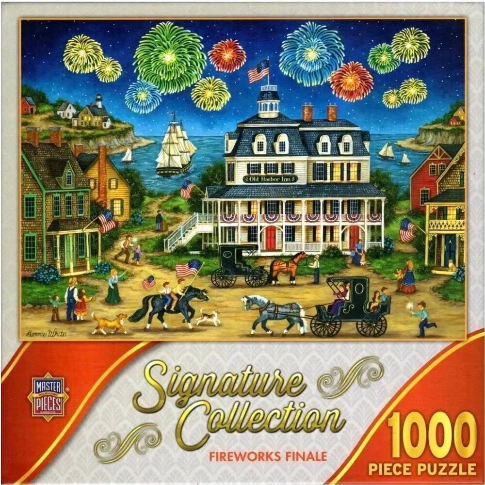 Master Pieces Fireworks Finale 1000 pc Jigsaw Puzzle, USED, tape on box